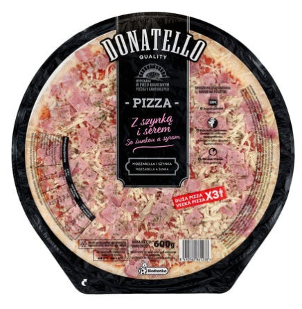 Donatello Ham and Cheese Pizza, mozzarella and ham, 600 g x 10