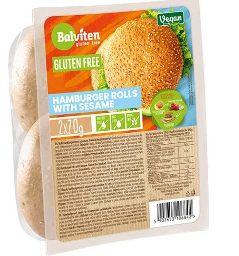 Gluten-free sesame hamburger buns, 2 pcs., 140 g - Balviten