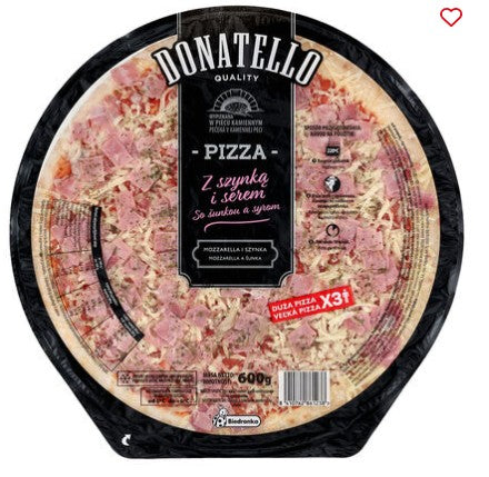 Donatello Ham and Cheese Pizza, mozzarella and ham, 600 g x 10
