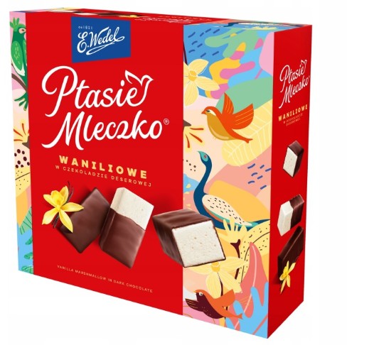 E.Wedel Vanilla Ptasie Mleczko – marshmallow foam in dark chocolate x 10